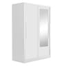Slide Metal Sliding Door Wardrobe in Bond White Colour with Mirror
