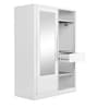 Slide Metal Sliding Door Wardrobe in Bond White Colour with Mirror