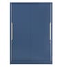 Slide N Store Wide Metal Sliding Door Wardrobe in Tex Phiroja Blue Finish