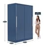 Slide N Store Wide Metal Sliding Door Wardrobe in Tex Phiroja Blue Finish