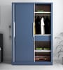 Slide N Store Wide Metal Sliding Door Wardrobe in Tex Phiroja Blue Finish