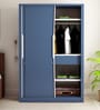 Slide N Store Wide Metal Sliding Door Wardrobe in Tex Phiroja Blue Finish