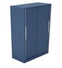 Slide N Store Wide Metal Sliding Door Wardrobe in Tex Phiroja Blue Finish