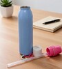 Blue Slim Fit Stainless Steel Hydration Water Bottle with Carry Loop, 750 ml