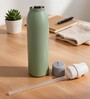 Green Slim Fit Stainless Steel Hydration Water Bottle with Carry Loop, 750 ml