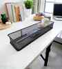 Slim Rectangular Ash Grey Metal Mesh Desk Organizer Tray