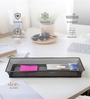 Slim Rectangular Ash Grey Metal Mesh Desk Organizer Tray