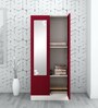 Slimline 2 Door Almirah (with Mirror) in Textured Ceremine Red Colour