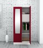 Slimline 2 Door Almirah with Mirror in Textured Ceremine Red Colour