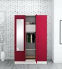 Slimline 3 Door Almirah in Textured Ceremine Red Colour