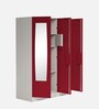 Slimline M1 Steel 3 Door Almirah in Textured Carmine Red Colour With Locker & Drawer