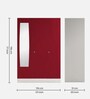 Slimline M1 Steel 3 Door Almirah in Textured Carmine Red Colour With Locker & Drawer