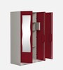 Slimline M4 Steel 3 Door Almirah in Textured Carmine Red Colour With Locker & Drawer