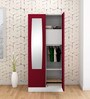 Slimline 2 Door Almirah with Mirror in Textured Ceremine Red Colour
