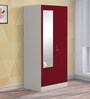 Slimline 2 Door Almirah (with Mirror) in Textured Ceremine Red Colour