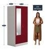 Slimline 2 Door Almirah (with Mirror) in Textured Ceremine Red Colour