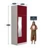 Slimline 2 Door Almirah (with Mirror) in Textured Ceremine Red Colour