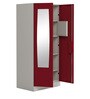 Slimline 2 Door Almirah with Mirror in Textured Ceremine Red Colour