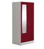 Slimline 2 Door Almirah with Mirror in Textured Ceremine Red Colour