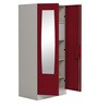 Slimline 2 Door Almirah with Mirror in Textured Ceremine Red Colour