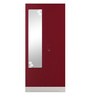Slimline 2 Door Almirah (with Mirror) in Textured Ceremine Red Colour