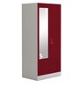 Slimline 2 Door Almirah (with Mirror) in Textured Ceremine Red Colour