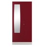 Slimline 2 Door Almirah with Mirror in Textured Ceremine Red Colour