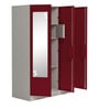 Slimline 3 Door Almirah in Textured Ceremine Red Colour