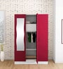 Slimline 3 Door Almirah in Textured Ceremine Red Colour