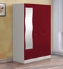 Slimline 3 Door Almirah in Textured Ceremine Red Colour