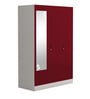 Slimline 3 Door Almirah in Textured Ceremine Red Colour