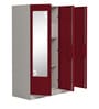 Slimline 3 Door Almirah in Textured Ceremine Red Colour