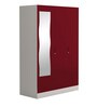 Slimline 3 Door Almirah in Textured Ceremine Red Colour