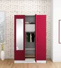 Slimline 3 Door Almirah in Textured Ceremine Red Colour