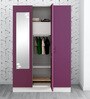 Slimline Metal 3 Door Almirah in Textured Purple Finish with Mirror,Locker & Hanger