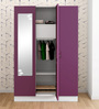 Slimline Metal 3 Door Almirah in Textured Purple Finish with Mirror,Locker & Hanger