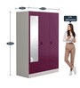 Slimline Metal 3 Door Almirah in Textured Purple Finish with Mirror,Locker & Hanger
