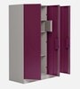 Slimline Metal 3 Door Almirah in Textured Purple Finish