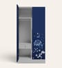 Slimline Printed Steel 2 Door Wardrobe In Midnight Blue Colour With Locker & Drawer