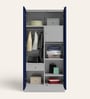 Slimline Printed Steel 2 Door Wardrobe In Midnight Blue Colour With Locker & Drawer