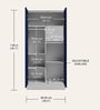 Slimline Printed Steel 2 Door Wardrobe In Midnight Blue Colour With Locker