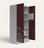 Slimline Printed Steel 2 Door Wardrobe In Russet Colour With Locker & Drawer