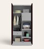 Slimline Printed Steel 2 Door Wardrobe In Russet Colour With Locker & Drawer