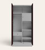 Slimline Printed Steel 2 Door Wardrobe In Russet Colour With Locker & Drawer