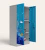Slimline Printed Steel 2 Door Wardrobe In Teal Blue Colour