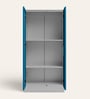 Slimline Printed Steel 2 Door Wardrobe In Teal Blue Colour