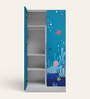 Slimline Printed Steel 2 Door Wardrobe In Teal Blue Colour With Locker