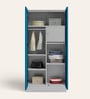 Slimline Printed Steel 2 Door Wardrobe In Teal Blue Colour With Locker