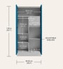 Slimline Printed Steel 2 Door Wardrobe In Teal Blue Colour With Locker