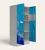 Slimline Printed Steel 2 Door Wardrobe In Teal Blue Colour With Locker